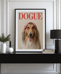 Impression murale Rough Collie Dogue pour les amoureux des chiens, mettant en scène Red et Pink dans une salle d'étude.