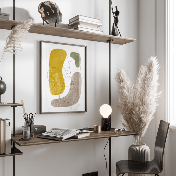 Art mural abstrait moderne, accents rouges, convient pour une impression artistique dans un couloir