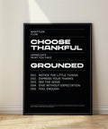 Affiches « Thankful » (Reconnaissance) imprimées en noir et blanc pour exprimer votre gratitude au quotidien.
