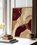 Rouge, marron, beige Imprimé abstrait bordeaux, décoration murale moderne pour bureau à domicile