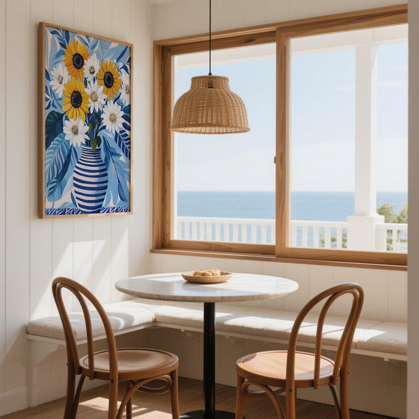 Bouquet de tournesols et de marguerites dans l'impression florale « Art of Sunflowers ».