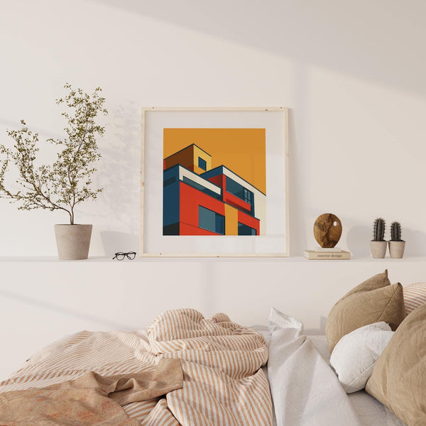 Décoration murale artistique pour le bureau avec une palette rétro chaleureuse