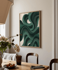 Affiche moderne Swirl à motifs verts pour salon moderne