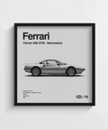 Impression moderne Ferrari 308 GTB en noir et blanc pour le mur du couloir