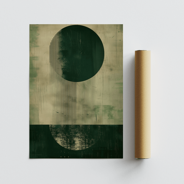 Beige and green Modern Abstract Art Print, ideal for a bedroom art print