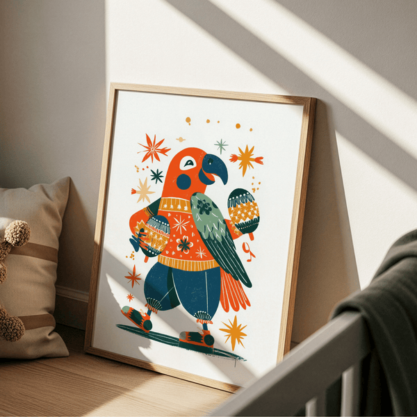 Playful Animal Poster Multicolored print for nursery decor