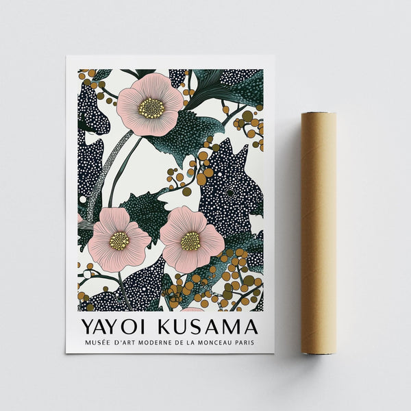 Décoration murale contemporaine rose pour chambre à coucher avec motifs floraux et à pois