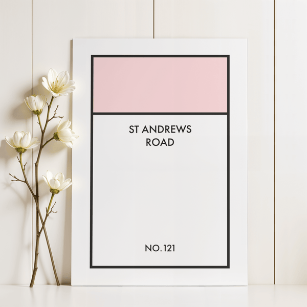 Street Name Family Décoration murale personnalisée, minimaliste noir et blanc pour chambre à coucher