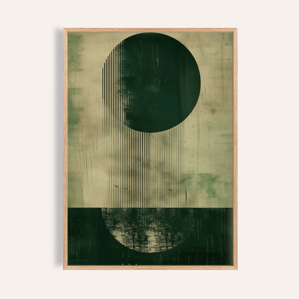 Impression artistique abstraite moderne en vert et beige pour décorer les murs de votre salon