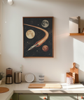 Space Themed Wall Art in White and Black for creative studio print