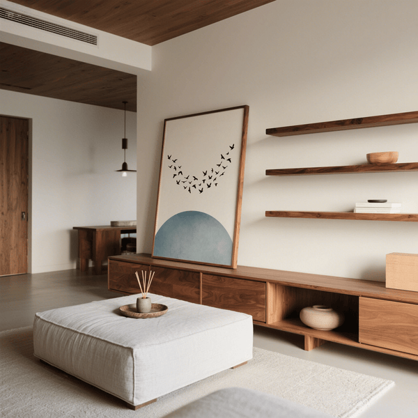 Décoration murale minimaliste Bleu et blanc pour des salles d'étude élégantes