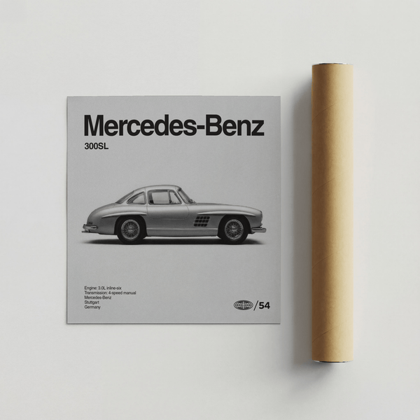 Décoration murale pour voiture classique dans les tons gris et blanc pour affiche de salon