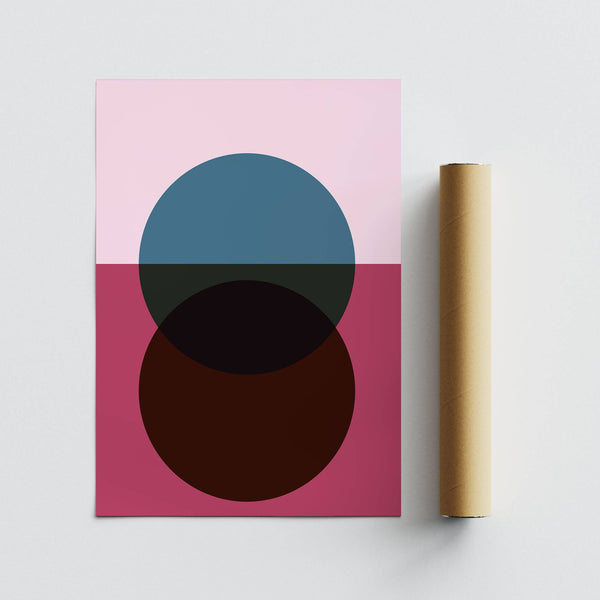 Art mural contemporain violet sur le thème du lever et du coucher du soleil pour les espaces épurés