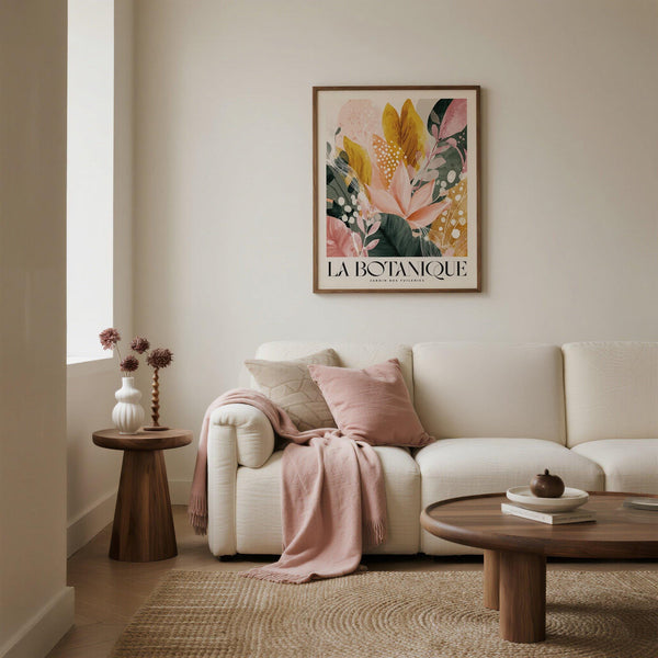 Œuvre d'art à motifs floraux avec accents dorés et design moderne