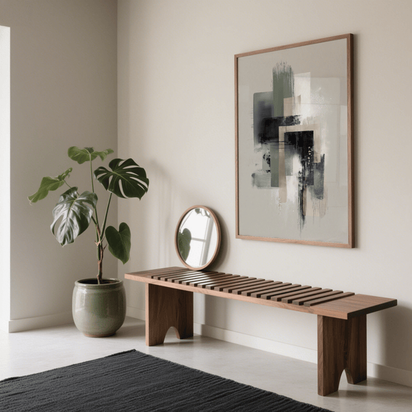 Affiche abstraite moderne aux nuances de gris et de beige pour décorer votre couloir