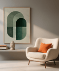 Affiche imprimée Green Tone inspirée du milieu du siècle, idéale pour décorer les murs d'un salon