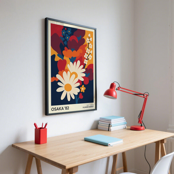 Affiche florale abstraite dans un style contemporain imprimé fleurs.