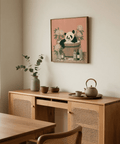 Charmante affiche Panda Bath aux tons blancs pour la décoration de salle de bain