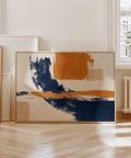 Impression murale abstraite Blue and Orange Art en bleu et orange pour la décoration d'une chambre à coucher