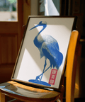 Impression murale Crane Wall Art aux couleurs bleues et rouges pour décorer votre couloir