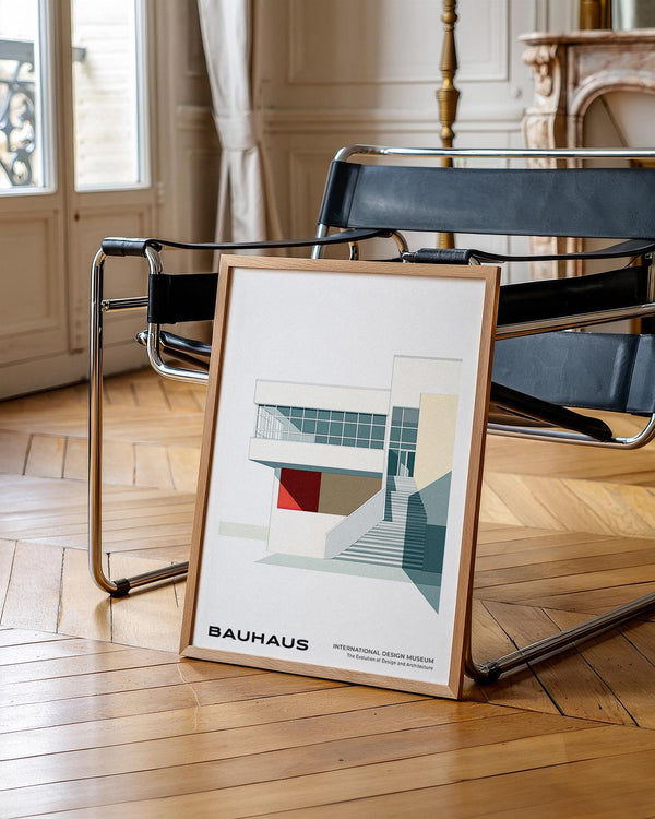 Architecture aux tons crème capturée dans un style moderniste pour des affiches architecturales.