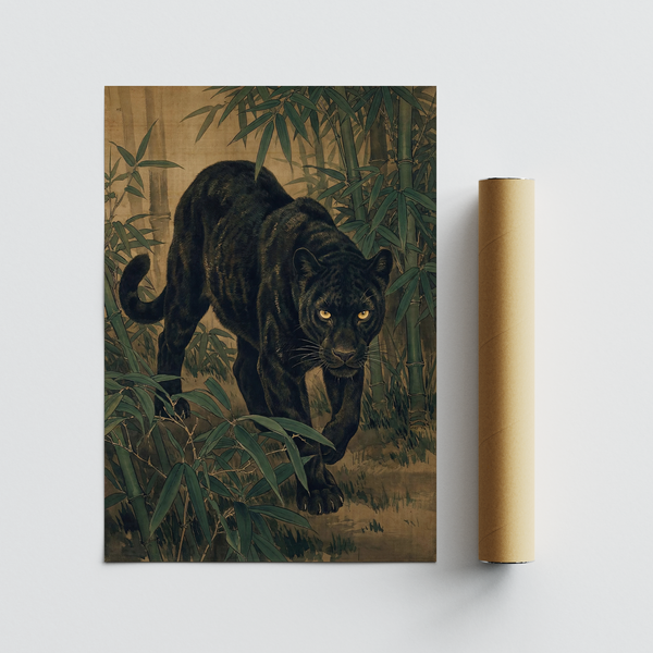 Bamboo Jungle Print art print with vibrant green leaves for reading nook