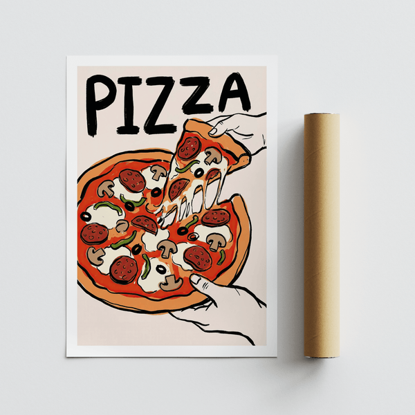 Impression artistique Pizza, parfaite pour une cuisine contemporaine, accents rouges
