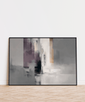 Impression artistique géométrique abstraite Gris Violet avec détails noirs pour intérieurs modernes