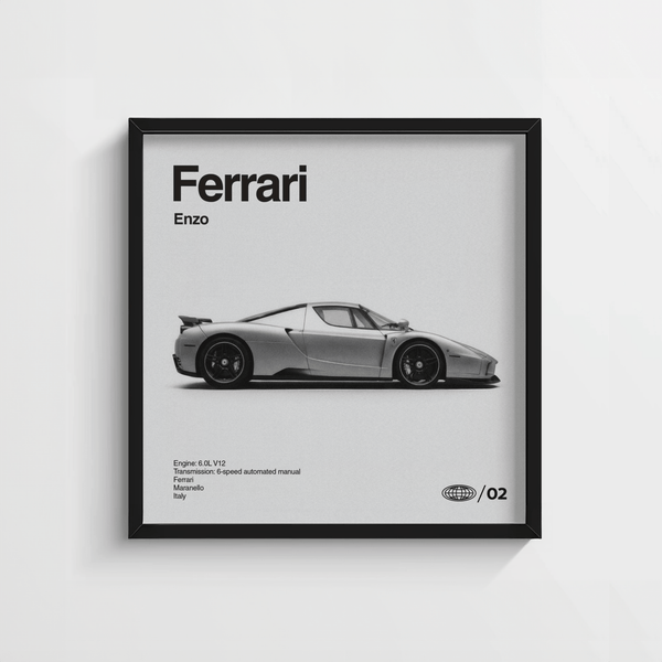Affiche élégante Enzo Ferrari noire pour décorer votre bureau à domicile