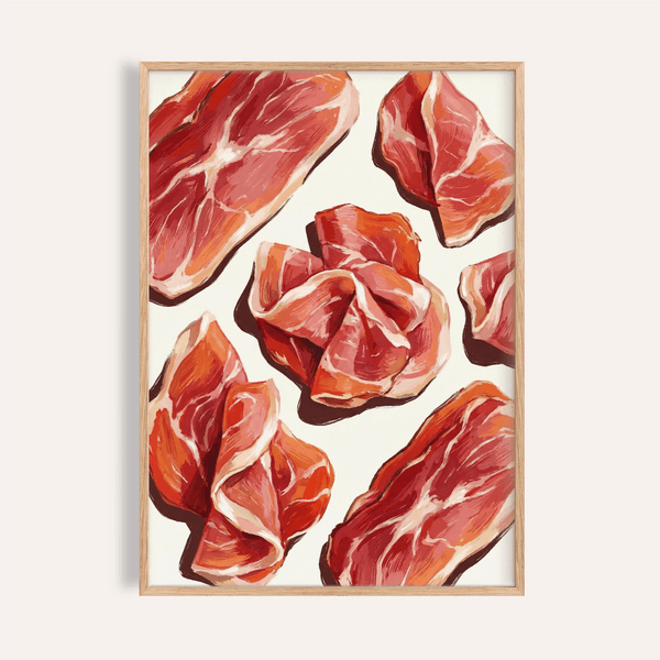Affiche Jambon de Parme en rouge et blanc pour décorer les murs de votre cuisine