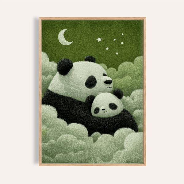 Décoration murale Panda Nursery pour chambre d'enfant, vert, noir, blanc, impression artistique