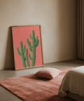 Affiche Pink Cactus : une œuvre d'art botanique élégante dans les tons verts et roses pour votre salon