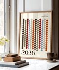 Grand calendrier mural, motif orange et marron, impression artistique moderne pour cuisine