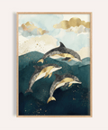 Poster Dolphins bleu et or pour décorer le mur de votre salon