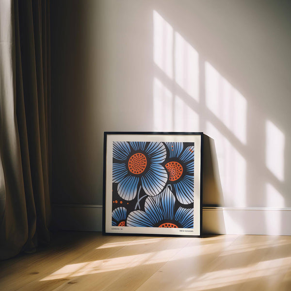 Décoration murale minimaliste avec fleurs bleues pour les espaces sophistiqués