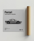Affiche Ferrari 308 GTB imprimée en gris et noir pour la décoration intérieure