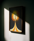 Rocket Launch Art Print, orange flame details, study room poster