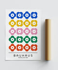 Bauhaus print design with bold geometric shapes