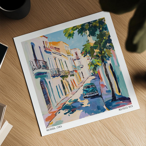 Scène de rue à La Havane dans le style de Matisse, tirée de Paintings of Cuba.