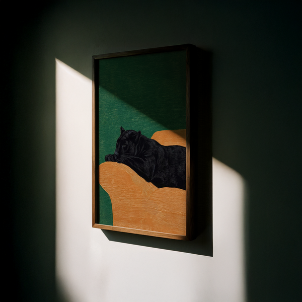 Big Cat Art Print with bold colors, suited for minimalist wall art