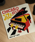 Affiche du festival de jazz pour décorer votre studio, en jaune, rouge et noir