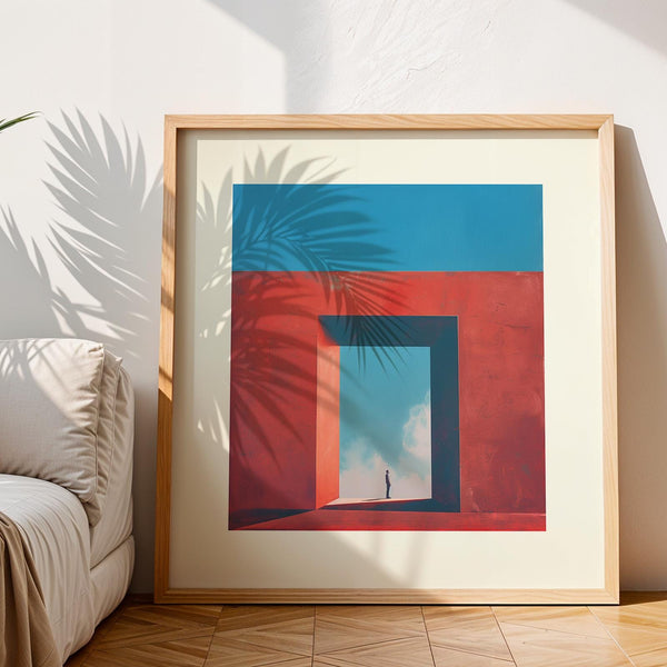 Imprimé géométrique abstrait avec une composition minimaliste onirique