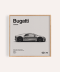 Impression artistique Bugatti Chiron en noir et blanc pour décorer les murs de votre bureau