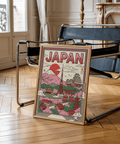 Décoration murale japonaise représentant des monuments emblématiques dans des tons rouges et beiges pour décorer les murs de votre chambre à coucher.