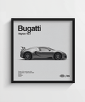 Impression élégante Bugatti Veyron pour décorer votre garage, décoration murale en noir et blanc