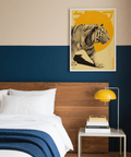 Affiche Calm Tiger Art Print jaune beige pour le mur d'une salle d'étude