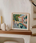 Les coups de pinceau expressifs capturent tout le charme de l'Italie dans cette reproduction artistique représentant les canaux de Venise.