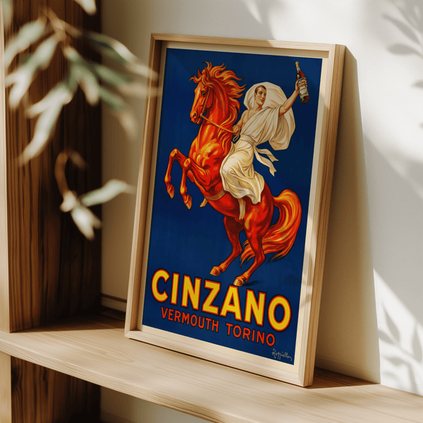 Impression artistique Cinzano Bleu éclatant et jaune vif pour une cuisine rétro