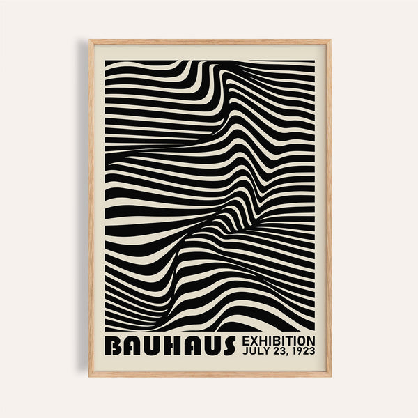 Décoration murale minimaliste noire avec rayures abstraites Bauhaus