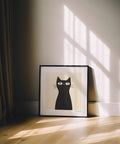 Élégant tableau représentant un chat noir, simple et raffiné, pour une décoration intérieure stylée.